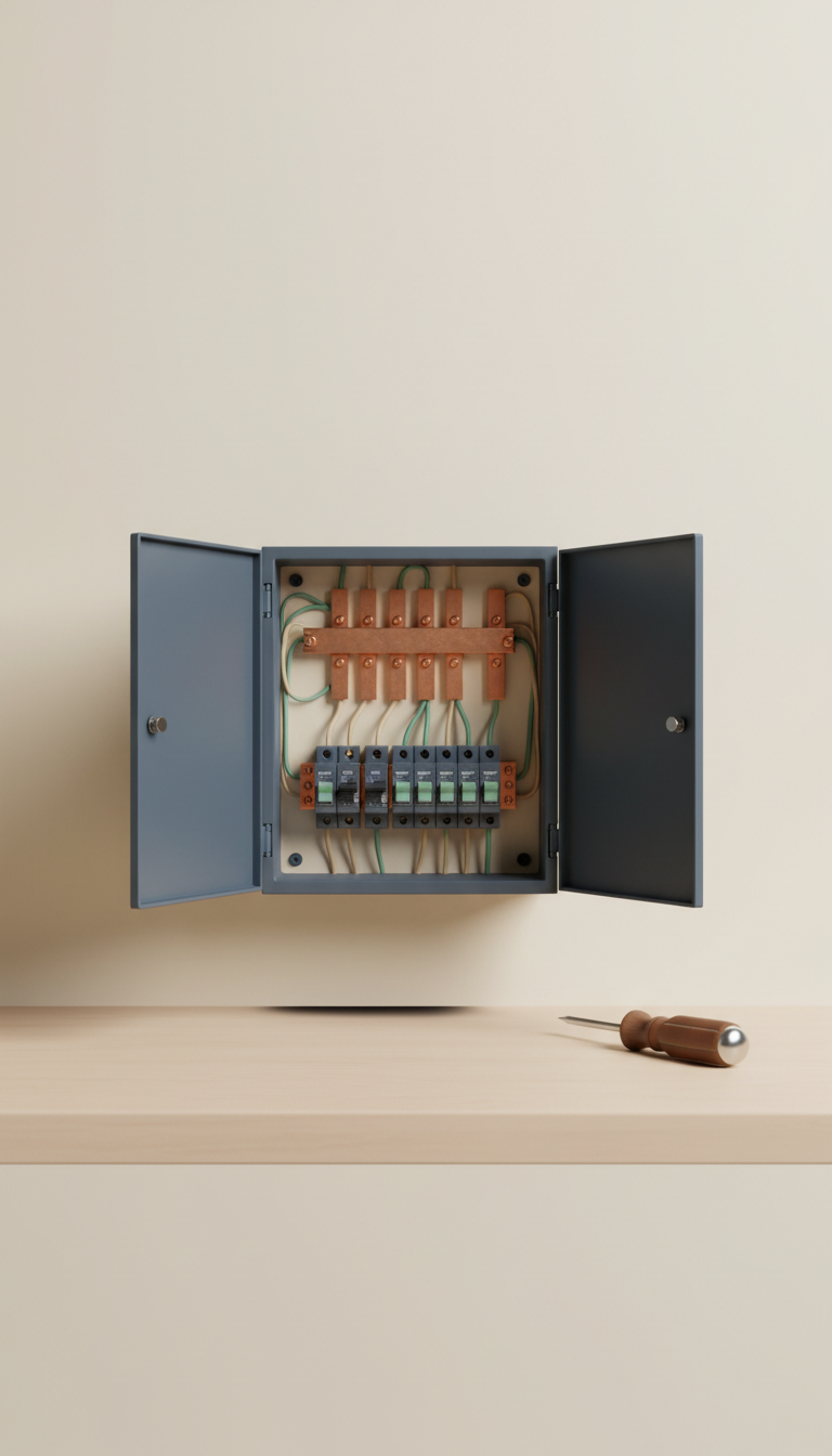 Compact Wall-Mounted Breaker Box for Small Spaces